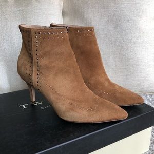 Twin-Set Suede Camel Booties, size 6.5